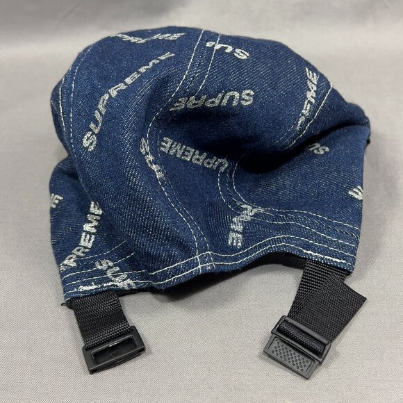 Supreme Strapback Clip Hat 5 panel Blue Denim Streetwear Box Glitter USA Mens - Picture 16 of 16